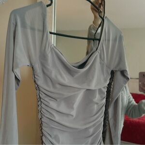 PinkmStyle Ruched Long Sleeve Bodysuit – Size S NEW WITH TAG